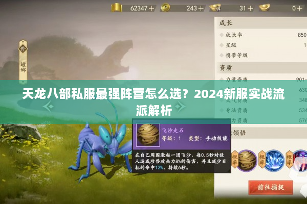 天龙八部私服最强阵营怎么选？2024新服实战流派解析