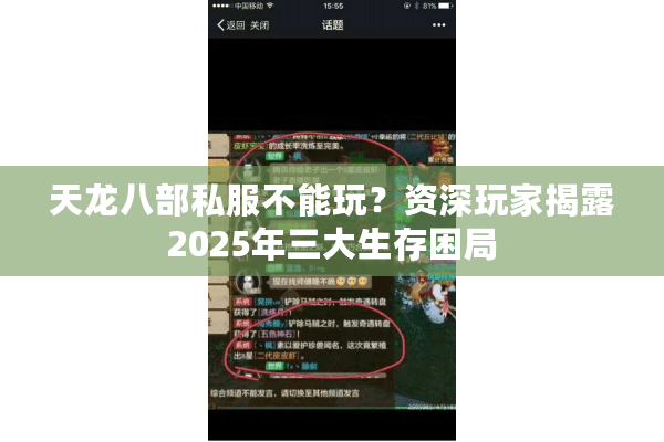 天龙八部私服不能玩？资深玩家揭露2025年三大生存困局