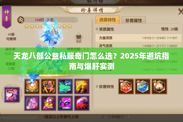 天龙八部公益私服奇门怎么选？2025年避坑指南与爆肝实测