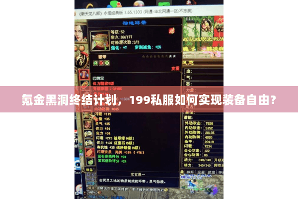 氪金黑洞终结计划，199私服如何实现装备自由？