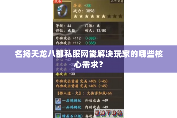 名扬天龙八部私服网能解决玩家的哪些核心需求？